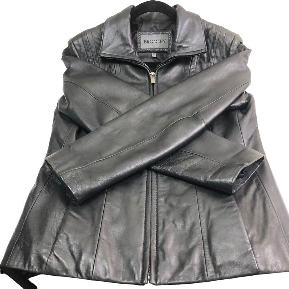 Bromley Collection Black Genuine Leather Full Zip Jacket - Picture 5 of 10
